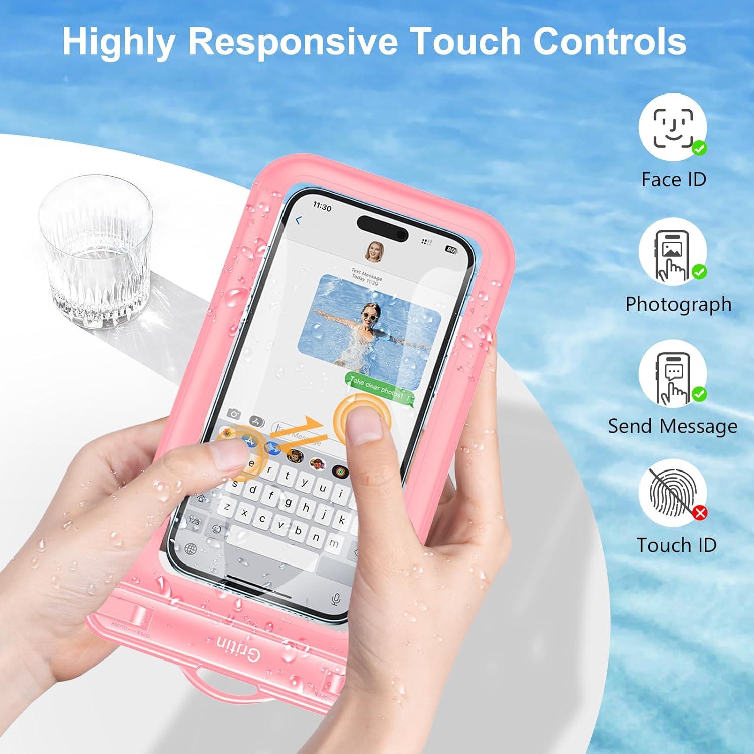 2er-Pack IPX8 wasserdichte Handyhülle für Smartphone bis 7'' - Blau & Pink