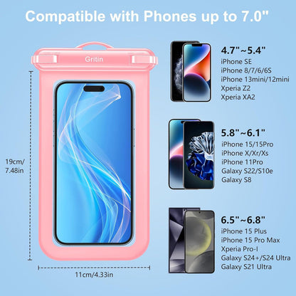 Wasserdichte Handyhülle 2er-Pack IPX8 - bis 7 Zoll - Blau & Pink