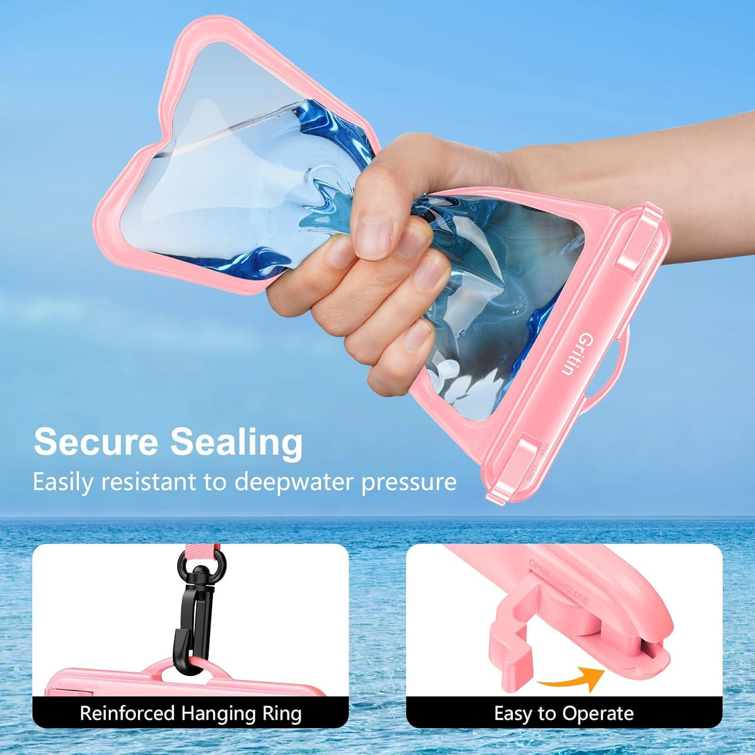 Wasserdichte Handyhülle 2er-Pack IPX8 - bis 7 Zoll - Blau & Pink