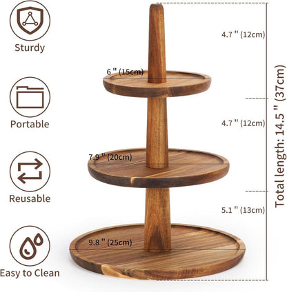 Etagere Tortenständer aus Holz mit Akazieholz Griff | 3