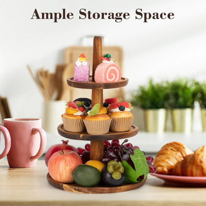 Etagere Tortenständer aus Akazienholz | Kuchenplatte 3 Etagen Wood