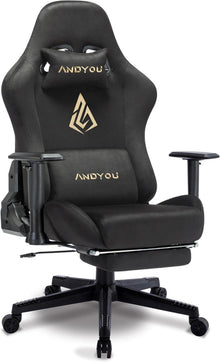 Ergonomischer Gaming Stuhl mit Fußstütze und Lendenkissen