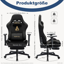 Andyou Gaming Stuhl mit Fußstütze und Lendenkissen Schwarz