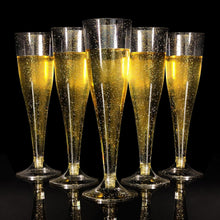 Champagnergläser Plastik Goldglitter 60 Stk. Cocktailgläser Kunststoff