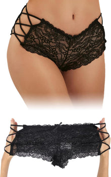 Damen Sexy Spitze Brazilian String Tanga Unterwäsche Plus Size Schwarz