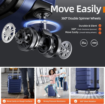 SHOWKOO Kofferset 5-teilig Hartschale ABS+PC Erweiterbar TSA-Schloss