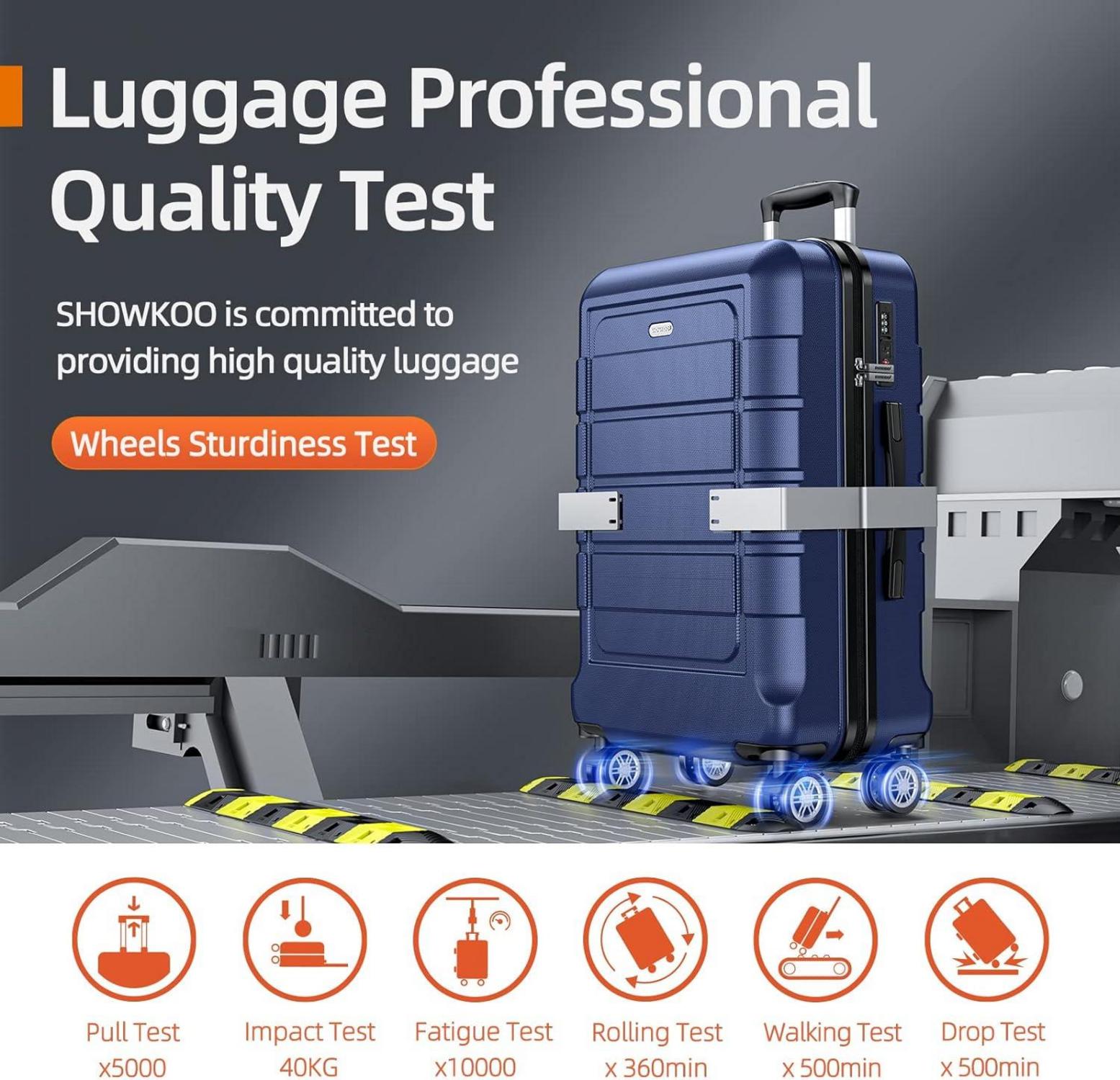 SHOWKOO Kofferset 5tlg ABS+PC Hartschale Leicht Rollen TSA-Schloss - Blau