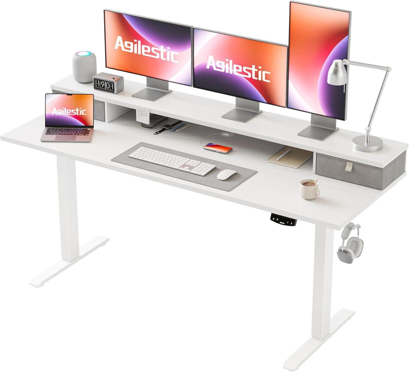 Höhenverstellbarer Schreibtisch mit 2 Schubladen Elektrisch