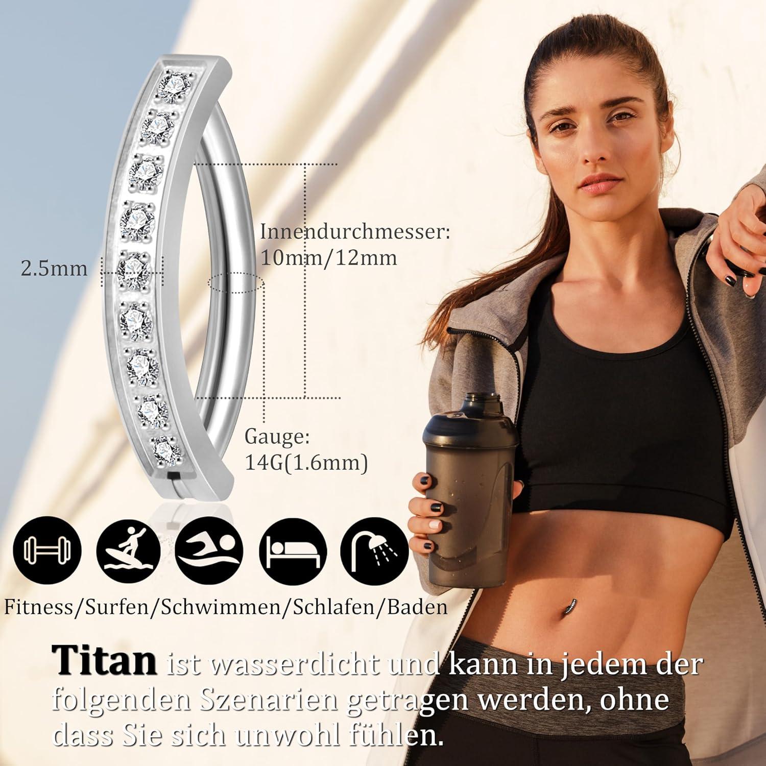 Candyfancy 14G Titan Bauchnabelpiercing Clicker Schwarz