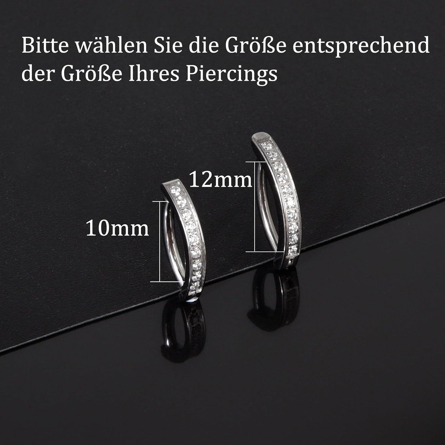 Titan Bauchnabelpiercing Clicker Schwarz Zirkonia 14G 10mm/12mm