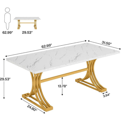 Moderner Schreibtisch Weiß & Gold | 160x80 cm | Home Office