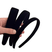 Samt Stirnbänder 3er Set Schwarz Polsterstirnband Dünn Mittel Breit