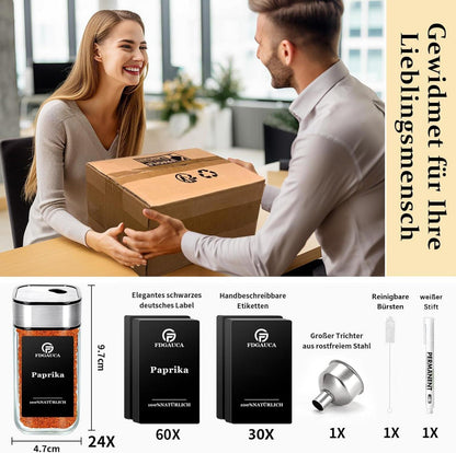 360° Rotation Gewürzgläser Set | 24 Gewürzdosen 120ml | 90