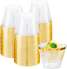 270ml Goldrand Hartplastik Partybecher 50er Pack ergänzter