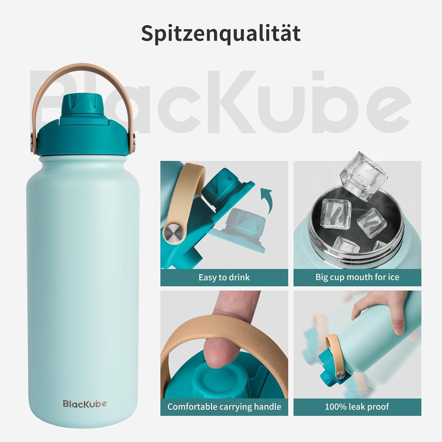 Edelstahl Trinkflasche 1l BPA-frei Thermosflasche Coastal