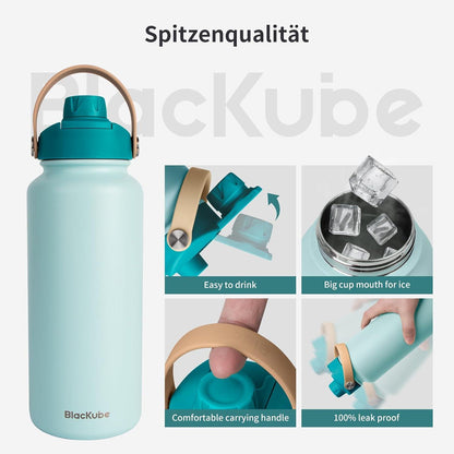 Edelstahl Trinkflasche 1l BPA-frei Thermosflasche Coastal