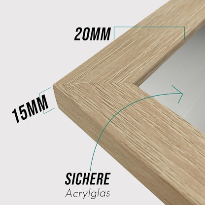 Bilderrahmen Natur 50x70cm Holz Fotorahmen Set Acryl Eiche