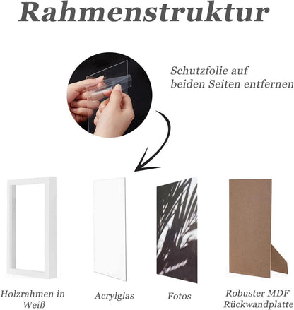 Fotorahmen 50x70cm Weiß Holz 3er Set Acrylglas Bilderrahmen