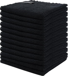 12er Set Schwarz Microfaser Reinigungstücher 25x25cm