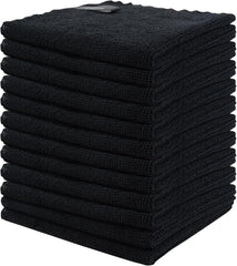 12er Set Schwarz Microfaser Reinigungstücher 25x25cm