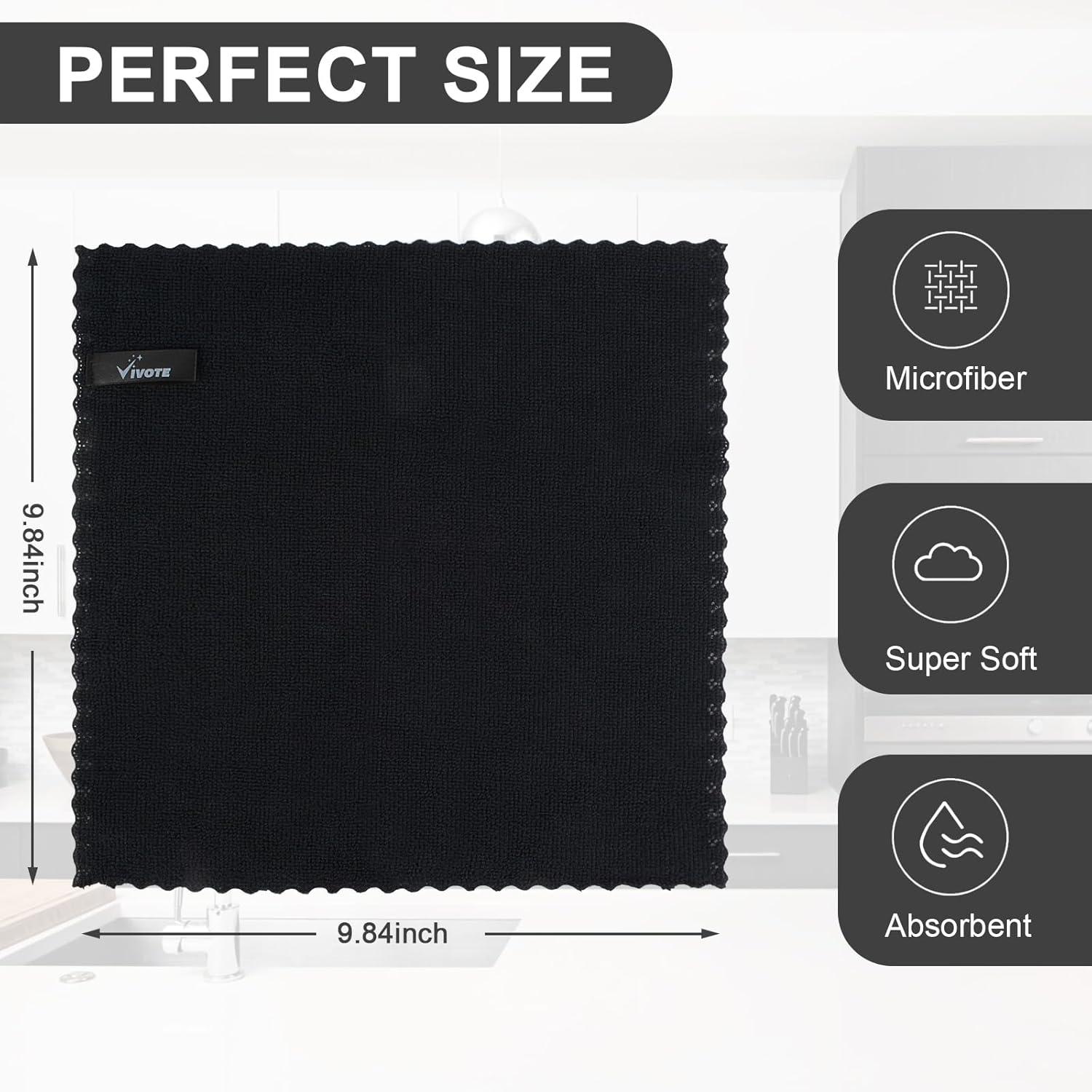Microfaser Reinigungstuch Schwarz 25x25cm 12er Pack