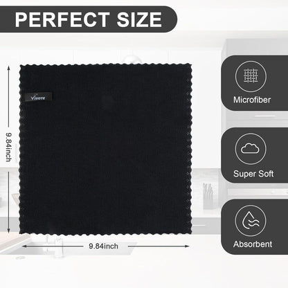 Microfaser Reinigungstuch Schwarz 25x25cm 12er Pack