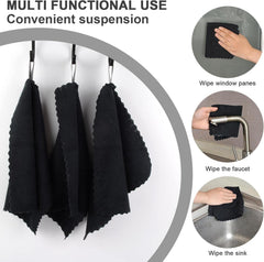 12er Pack Microfaser Reinigungstücher Schwarz 25x25 cm - Wiederverwendbare Putzlappen für Küche & Haushalt