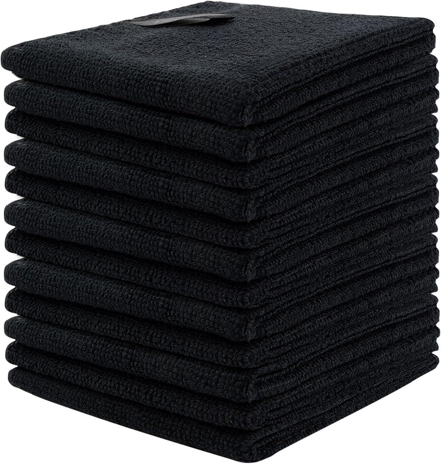 Microfaser Reinigungstuch Schwarz 12 Stück 30x30 cm Multifunktional