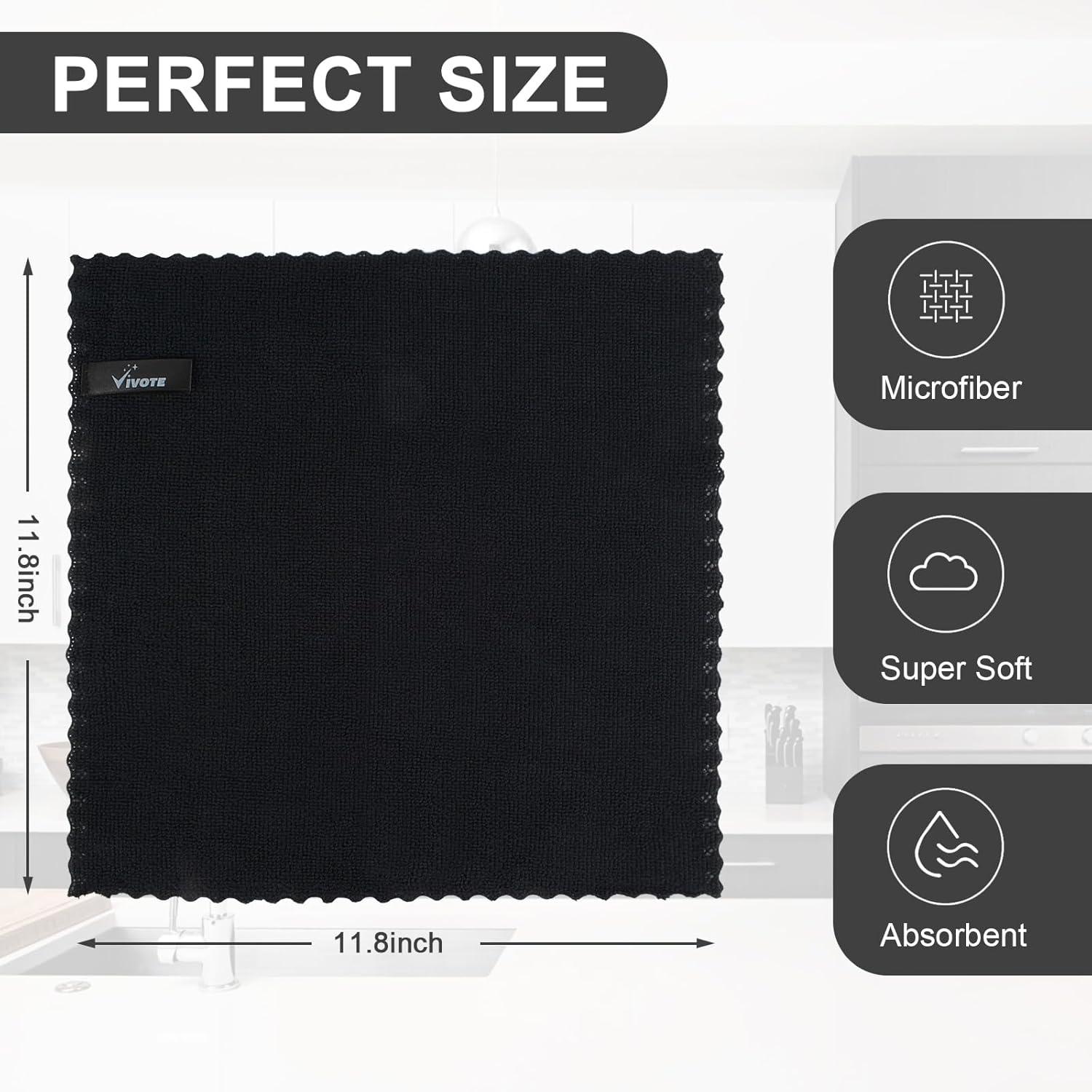 Microfaser Schwarz Reinigungstuch 30x30cm 12 Stück