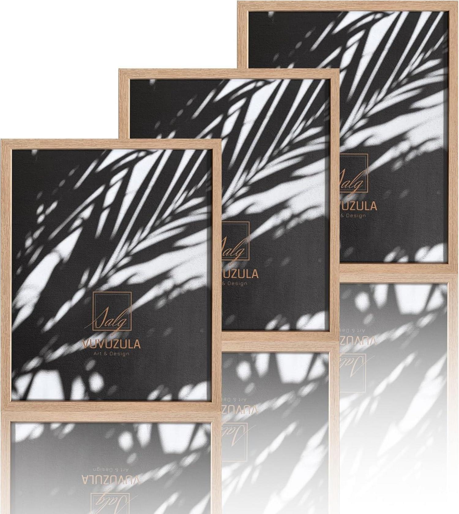 Bilderrahmen Natur Holz 40x50cm Set 3er Acrylglas Schutzhülle Rahmen