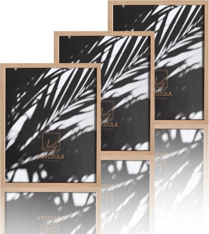 Bilderrahmen Natur Holz 40x50cm Set 3er Acrylglas Schutzhülle Rahmen