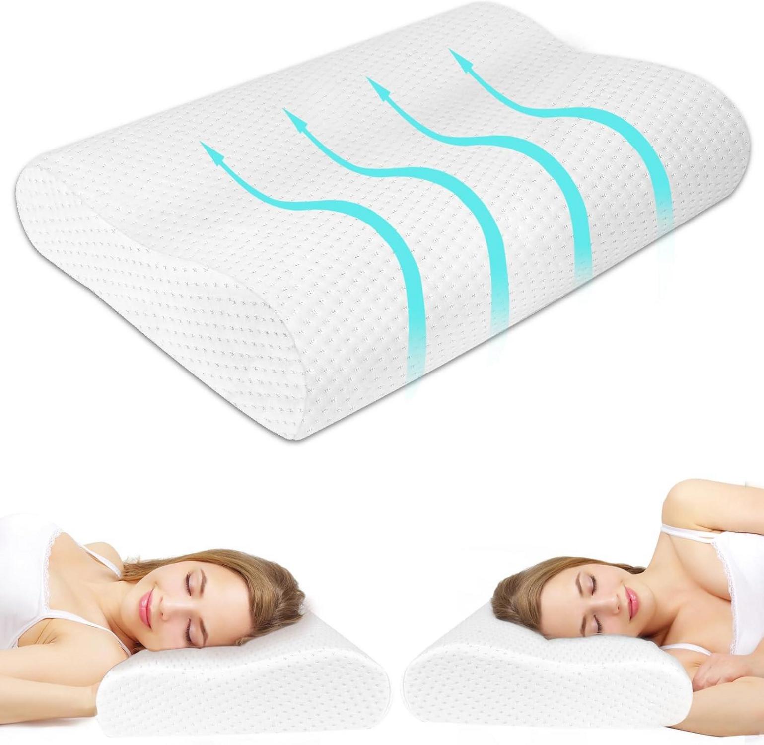 Orthopädisches Memory Foam Kopfkissen Weiß - Nackenstützkissen