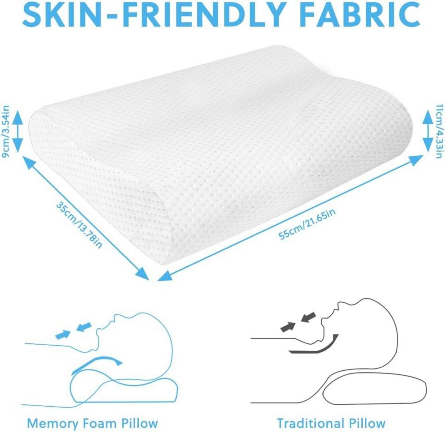 Memory Foam Orthopädisches Nackenstützkissen Weiß, Ergonomisches Schlafkissen