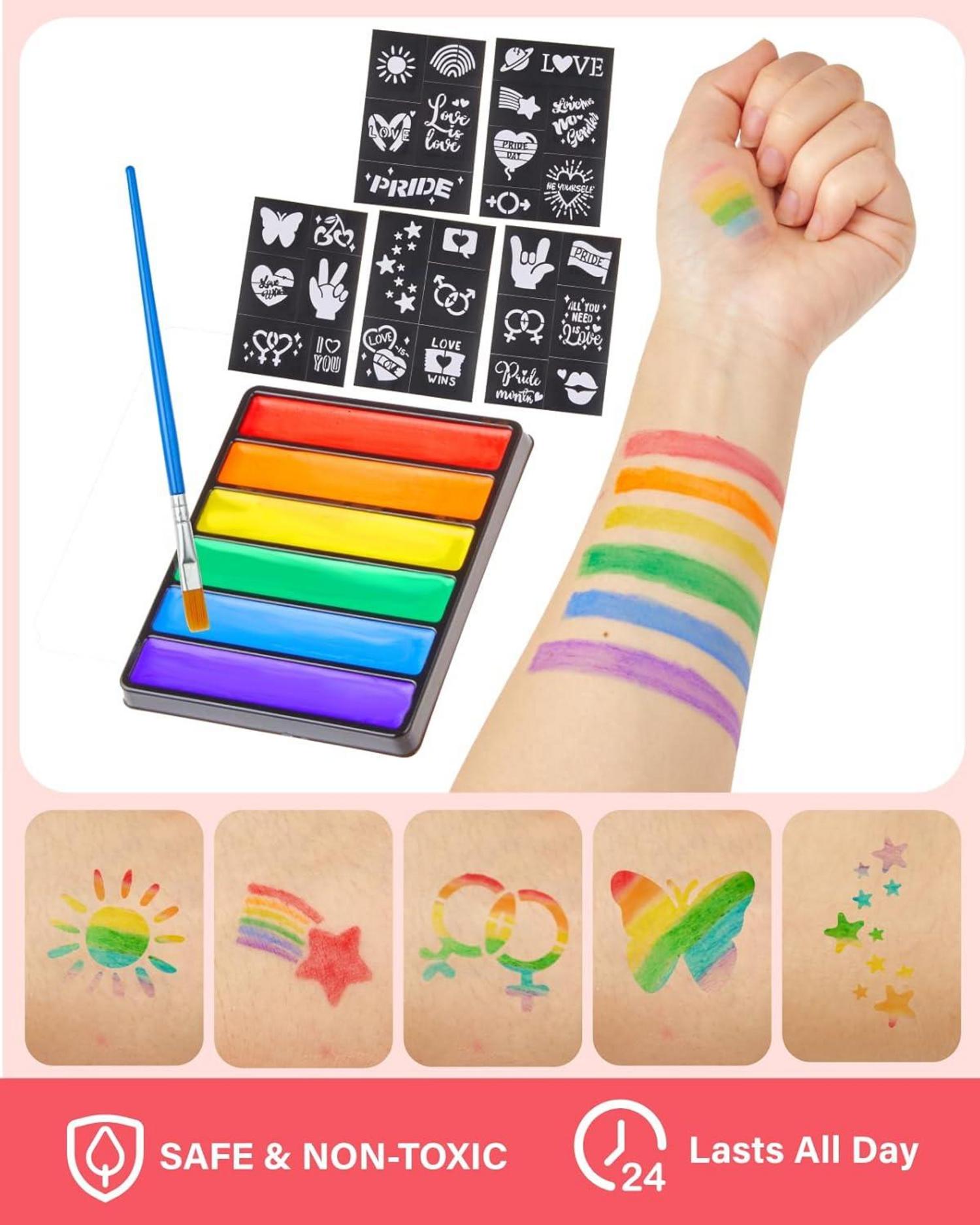 Rainbow Face Paint Set LGBT Pride Makeup Kit with Rainbow