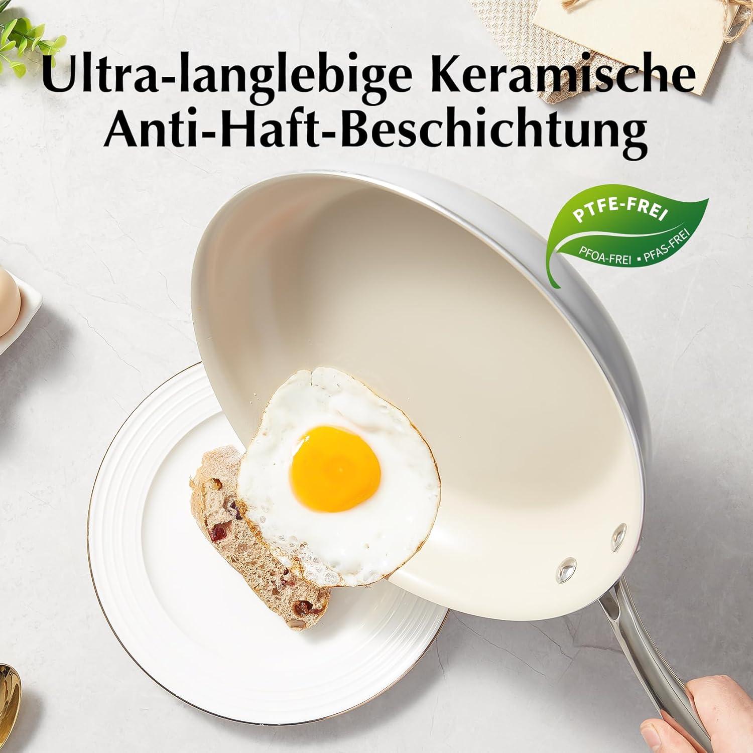 Keramikpfannenset Induktion 20/24/28 cm ohne Teflon Grau - Backofen & Spülmaschinenfest