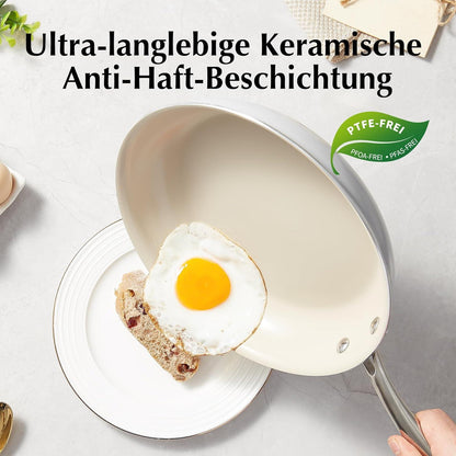 Keramikpfannenset Induktion 20/24/28 cm ohne Teflon Grau - Backofen & Spülmaschinenfest