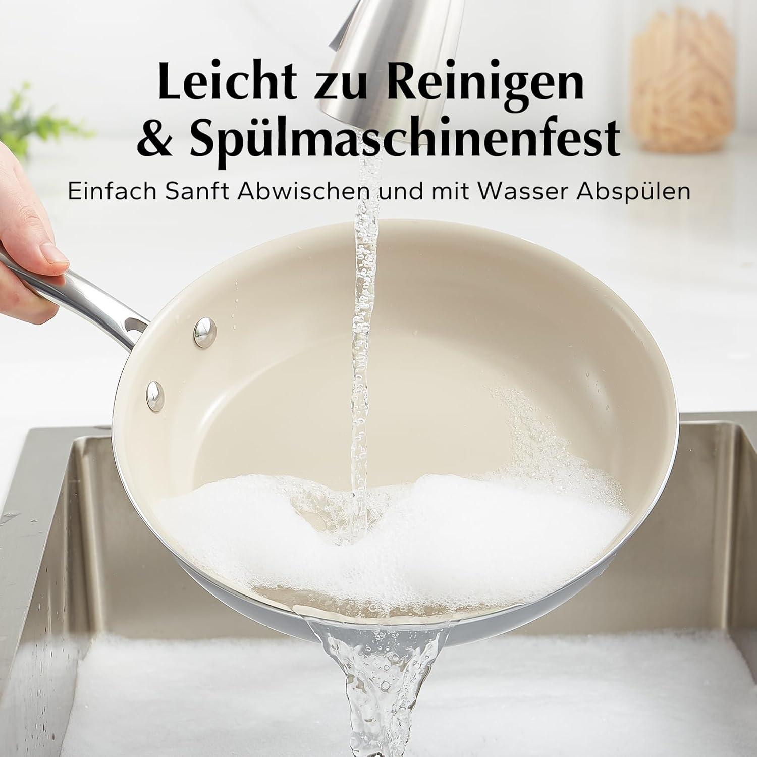 Keramikpfannen Set Induktion 20/24/28cm ohne Teflon Grau Antihaft