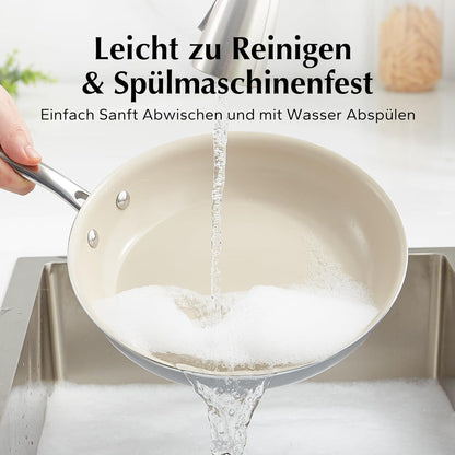 Keramikpfannen Set Induktion 20/24/28cm ohne Teflon Grau Antihaft