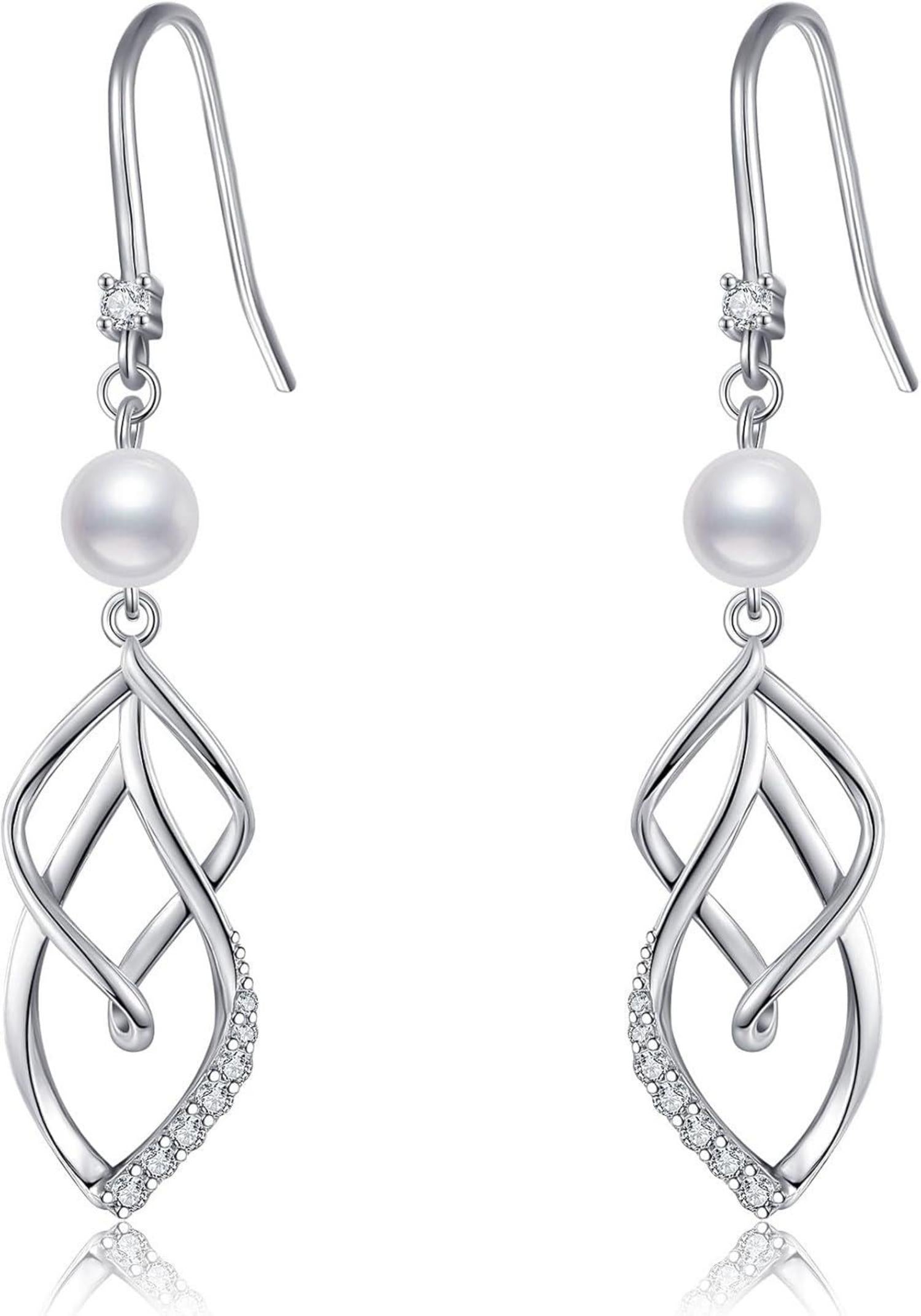 Perlenohrringe 925 Sterling Silber 5mm hängend Damen Ohrhänger