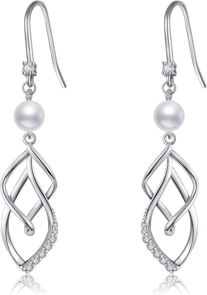 Perlenohrringe 925 Sterling Silber 5mm hängend Damen Ohrhänger