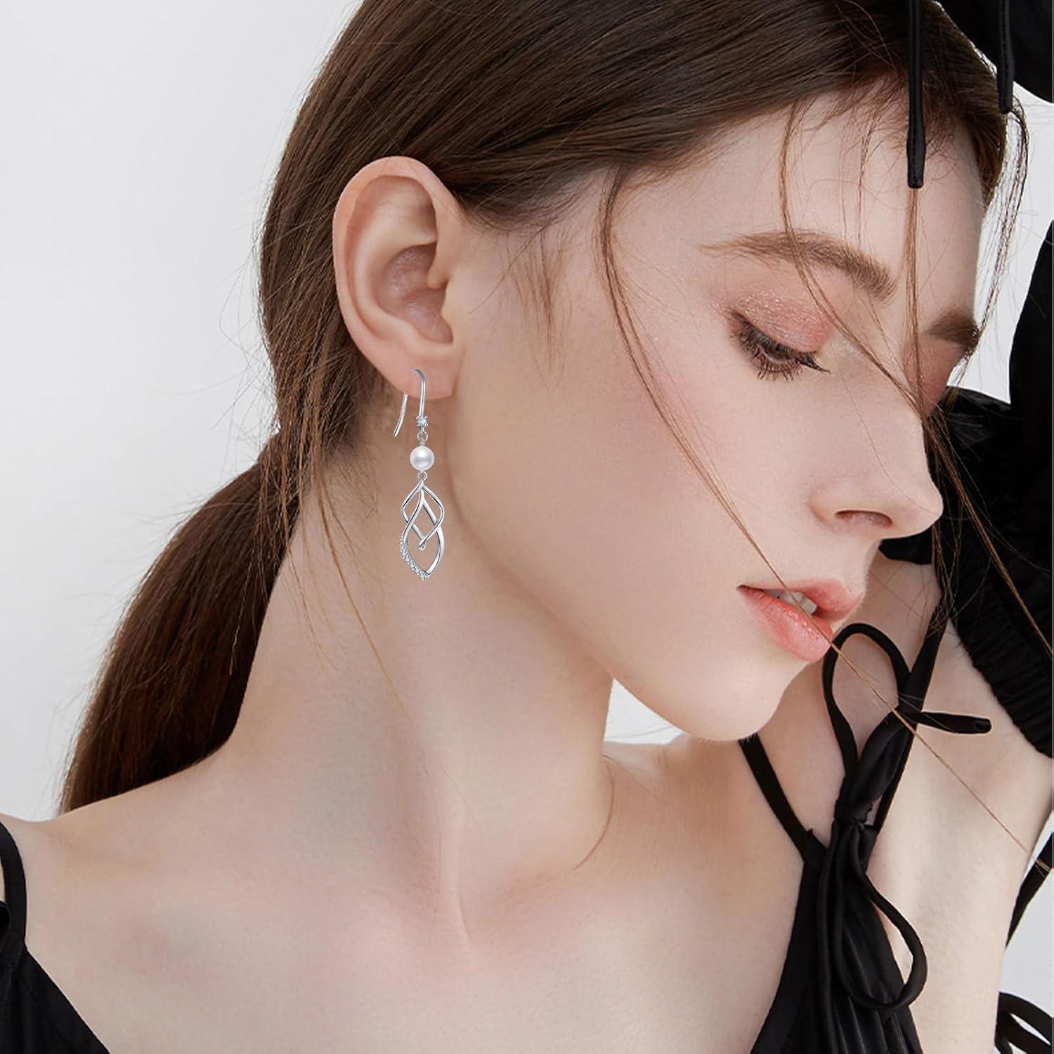 Perlenohrringe 925 Sterling Silber 5mm hängend Damen Ohrhänger