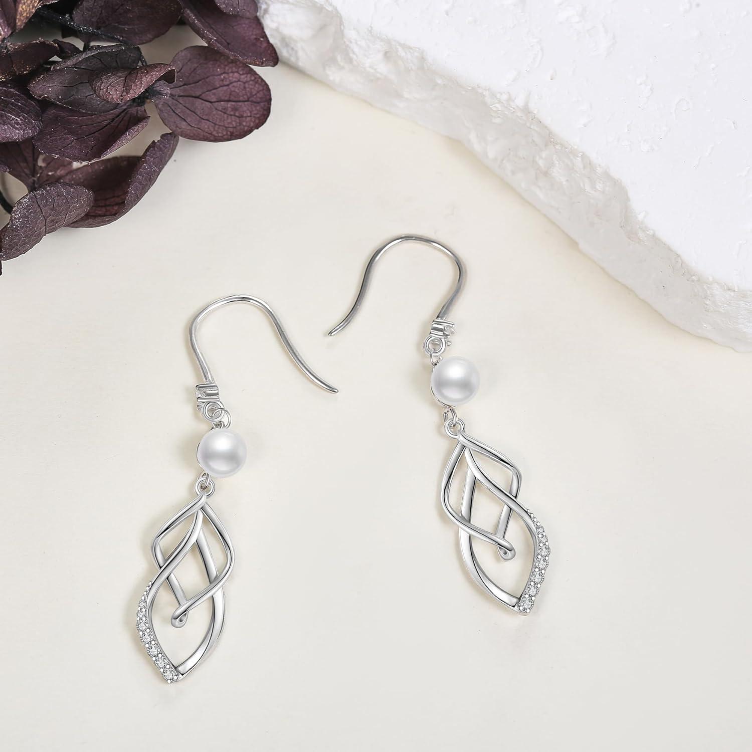 Perlenohrringe Sterling Silber 925 hängend Damen Ohrhänger 5mm