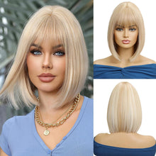 Blonde Bob Perücke mit Pony Synthetisches Haar Party Cosplay