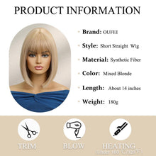 Blonde Bob Perücke mit Pony Synthetisches Haar Frauen