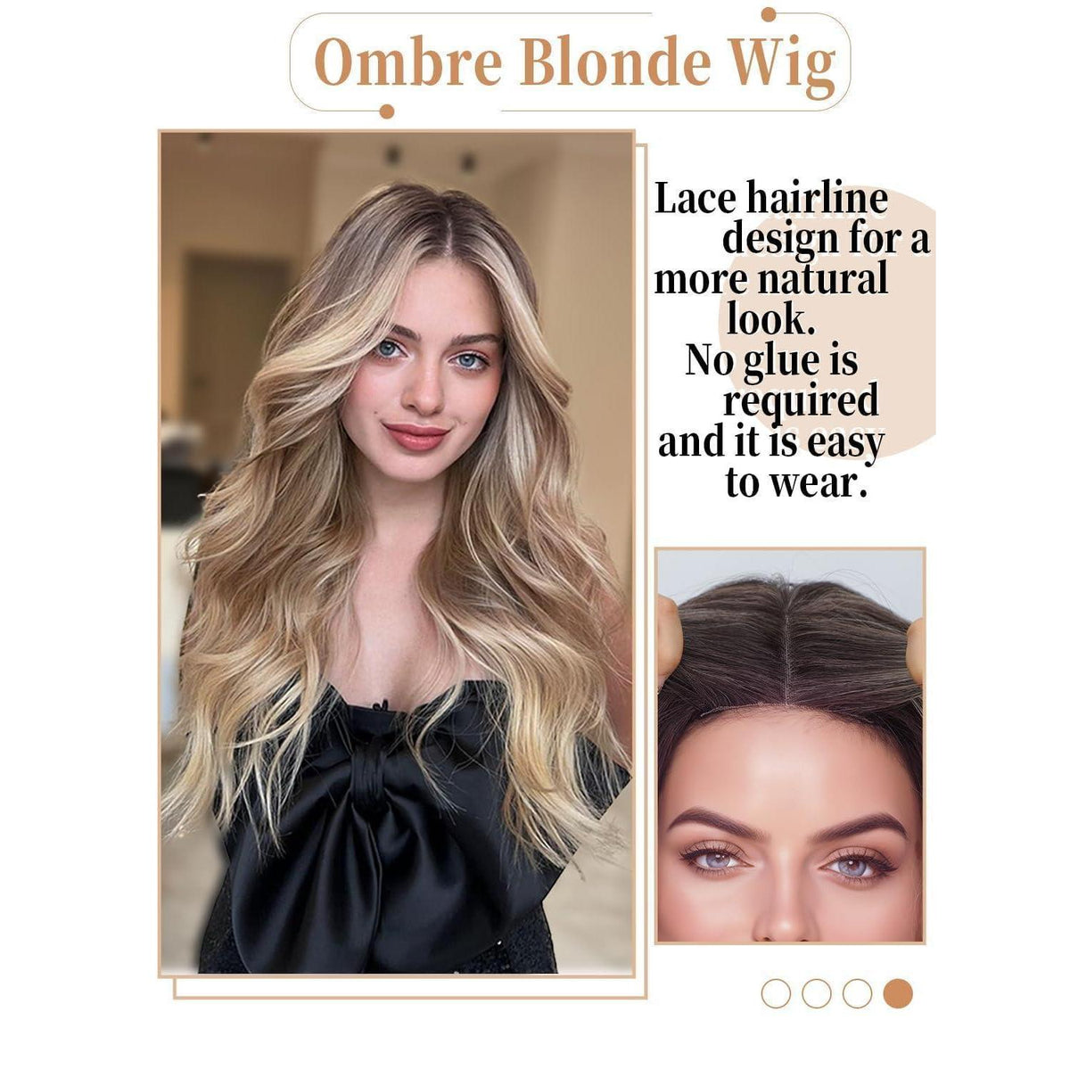 Lange Braunblond Wellig Perücke 66cm – Hitzebeständig & Natürlich
