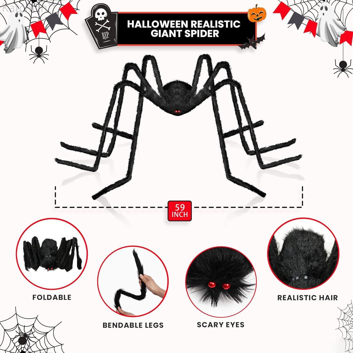 Halloween Deko Outdoor Spinne 150cm gruselige Gartendeko Halloween