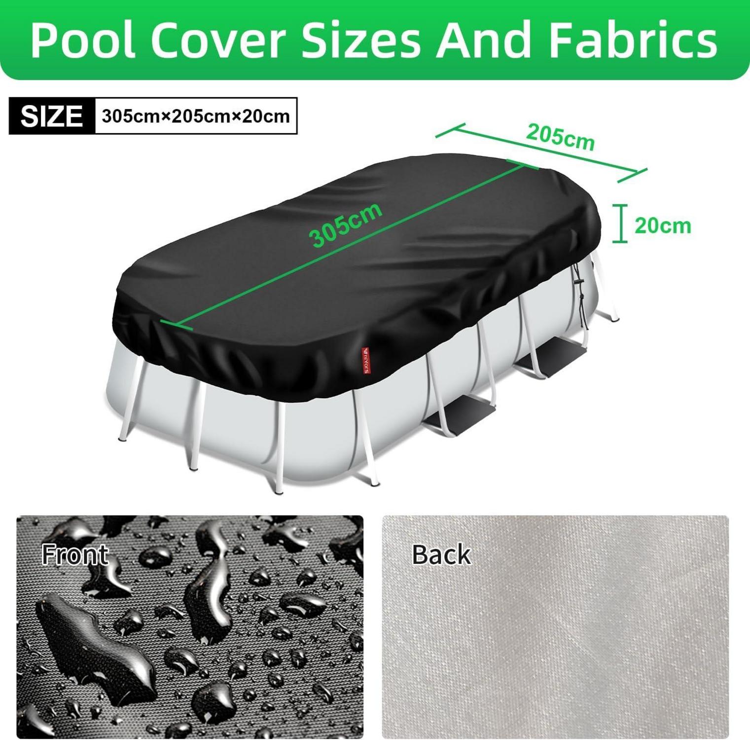 Poolabdeckung Rechteckig Solar Uv-Schutz Kordelzug 305x205 Stabilität