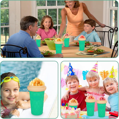 Slushy Maker Becher Silikon Wiederverwendbarer Eisbecher 2-in-1 Strohhalm