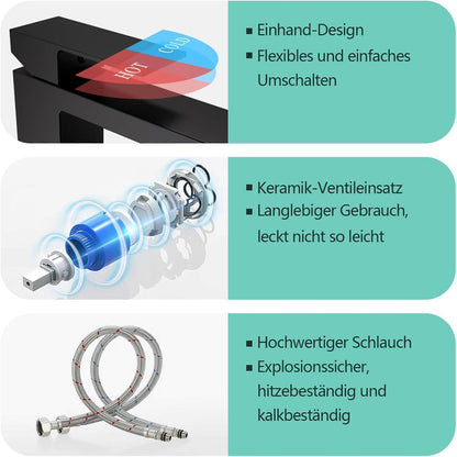 Waschtischarmatur Schwarz Matt – Einhebelmischer für Badezimmer