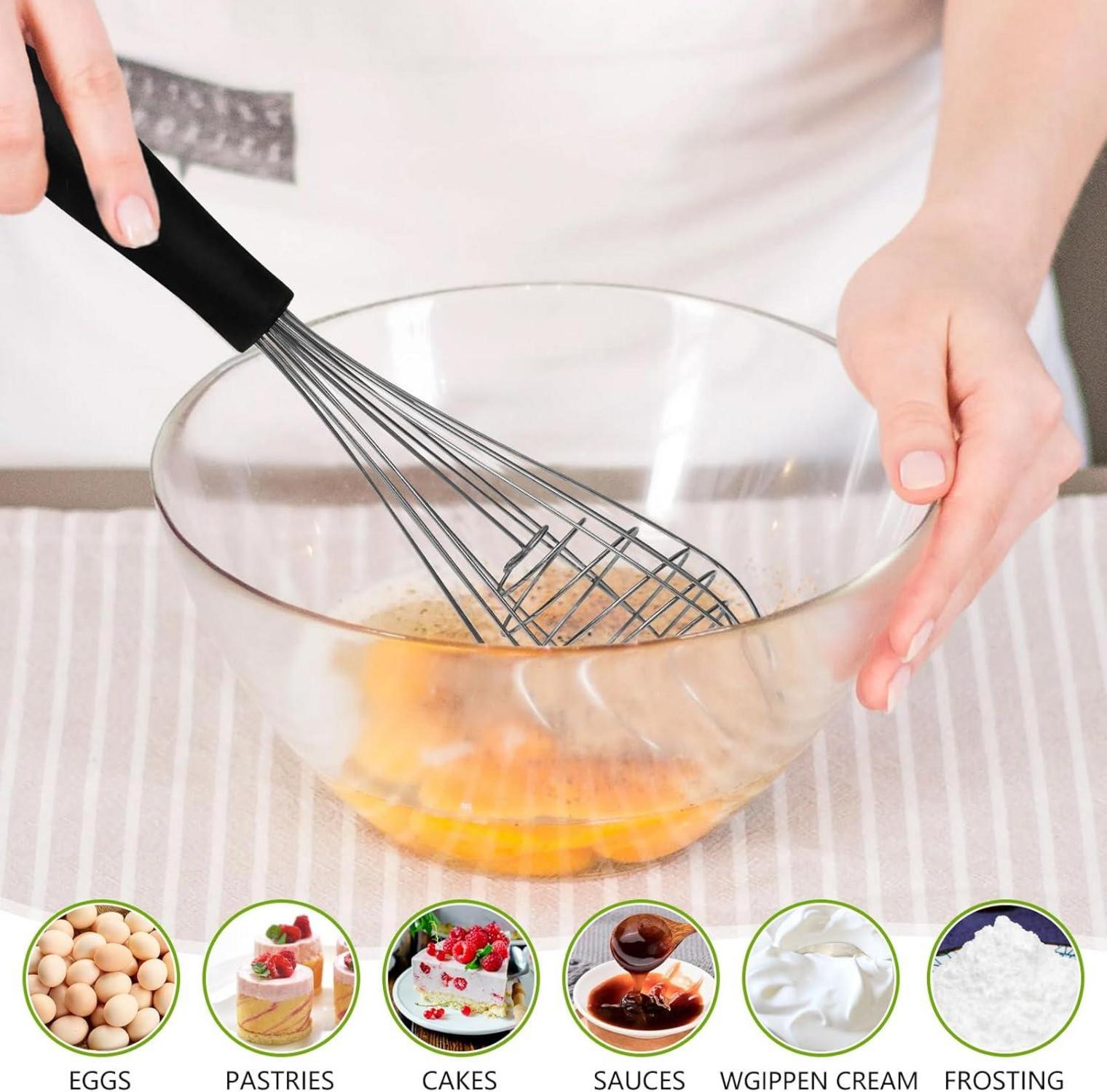 Schneebesen 2 Stück, 31cm Edelstahl Handrührer mit Kugelkern